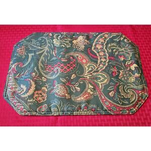 Vintage Placemat Jacquard Floral Baroque Ralph Lauren Christmas